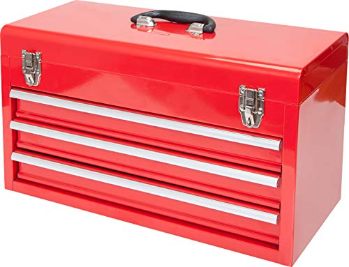 Portable 3 Drawer Steel Tool Box with Metal Latch Closure
