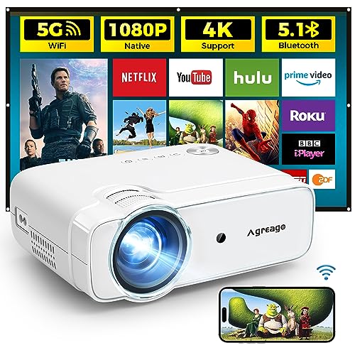 Smart Auto Focus 4K Projector, Toptro Home Movie Projector with Android OS,  Native 1080P 5G Wifi 6 Bluetooth Projector, with Netflix 8000+ Apps 