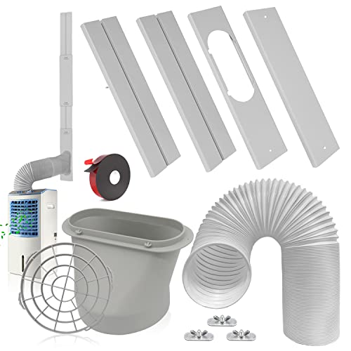 Portable AC Window Vent Kit with 5.9" Exhaust Hose, Adjustable Window Sliding AC Vent Kit for AC Unit, Universal AC Seal Plate with Coupler for Sliding Window or Door