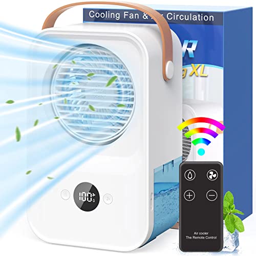 AOYMJRS Portable Evaporative Air Cooler with Remote, 4-Speed Mini Cooling Fan