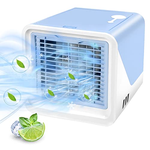 Mini Portable Personal Air Cooler with LED Light – Blue