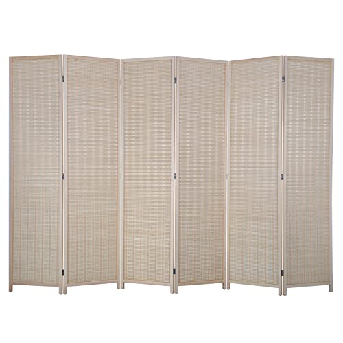 Portable Bamboo Room Divider Privacy Screen - 6 Panels