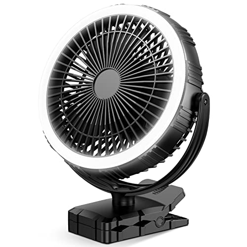 Portable Clip On Fan with Light - GRANDFAST 10000mAh