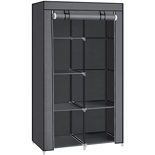 Portable Closet Organizer with 6 Shelves and Hanging Rail