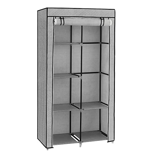 Portable Closet with 6 Shelves, Clothes Hanging Rail