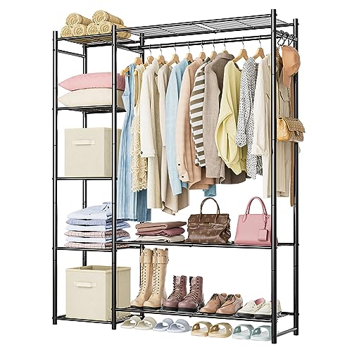 Portable Clothes Rack with Shelves - Wardrobe Closet