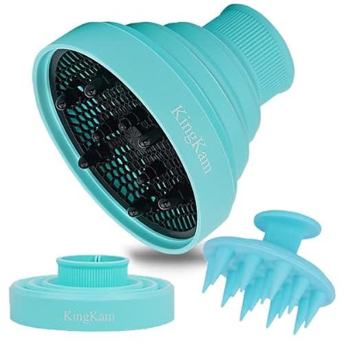 Portable Collapsible Hair Dryer Diffuser + Scalp Massager Shampoo Brush