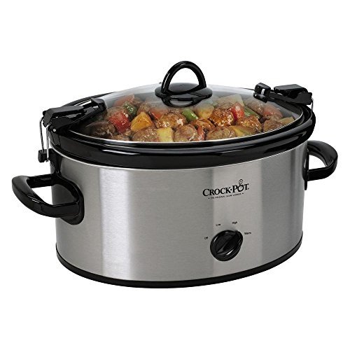 Hamilton Beach Stay or Go Portable Slow Cooker with Lid Lock,  Dishwasher-Safe Crock, 6-Quart, Black 33261