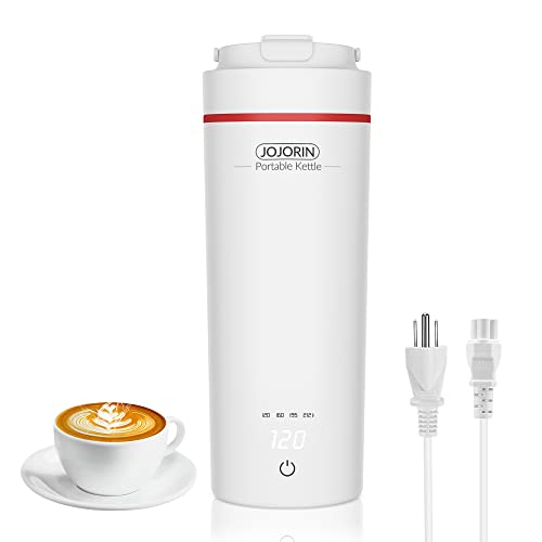 JOJORIN 400ml Compact Electric Travel Kettle, 4 Presets, Keep Warm, Stainless Steel, Fast Boil, BPA Free, Red