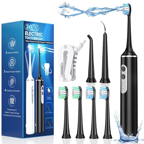 Portable Electric Toothbrush with Water Flosser - 3 in 1 Combo