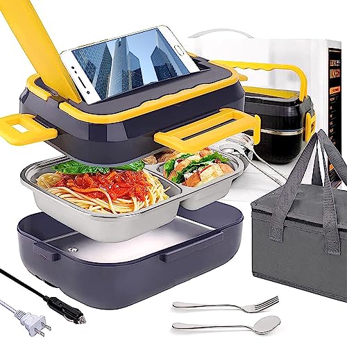 FORABEST Portable Microwave Food Warmer - 12V, 24V, 110V/220V Fast Heating Portable Food Warmer Lunch Box, Personal Portable Oven Electric Lunch Box