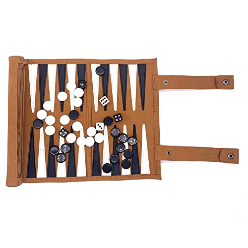 Portable Genuine Leather Backgammon Game Set