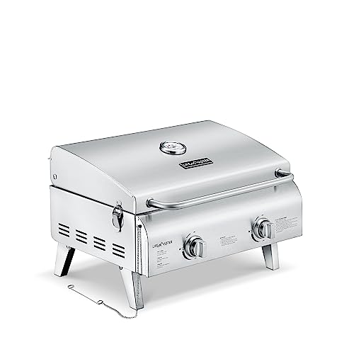 Portable Grill - Stainless Steel Propane Gas BBQ - 2 Burners
