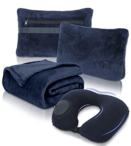 Portable Inflatable Travel Set - Soft Blanket and Pillow