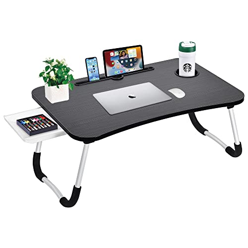 Portable Laptop Bed Desk Table Tray Stand with Cup Holder/Drawer