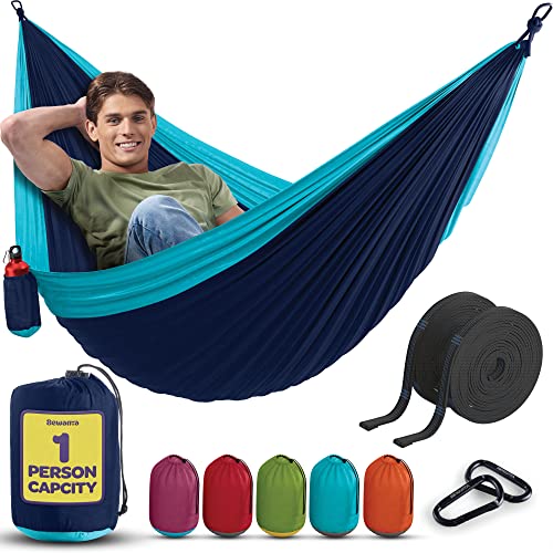 Portable Lightweight Camping Hammock - Durable Nylon with Attached Bag