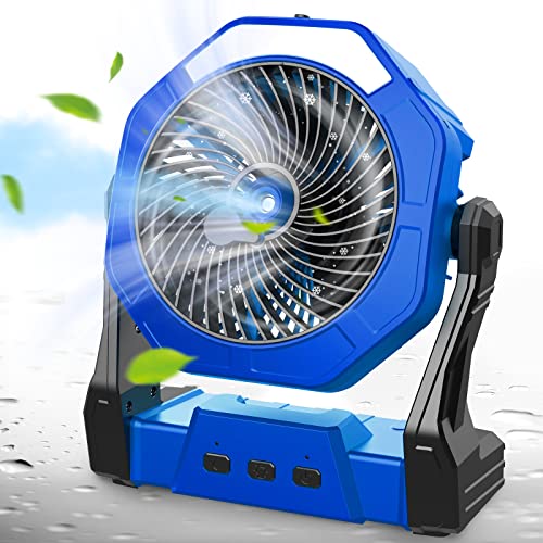 Portable Misting Fan with Rechargeable Battery and LED Light