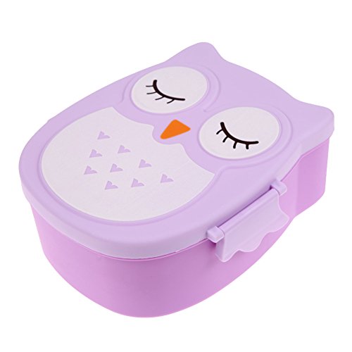 Portable Owl Lunch Box Food Container Storage Box (Purple)