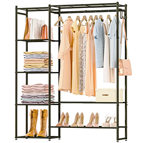 Portable Wardrobe Closet for Hanging Clothes Rods and Storage