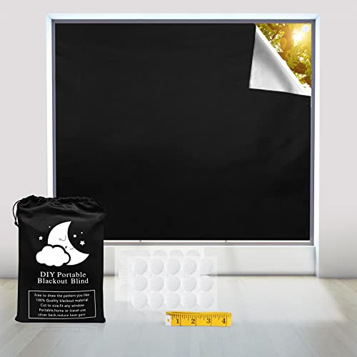 Portable Window Curtain Shade - 100% Black Out Room Darkening Curtains