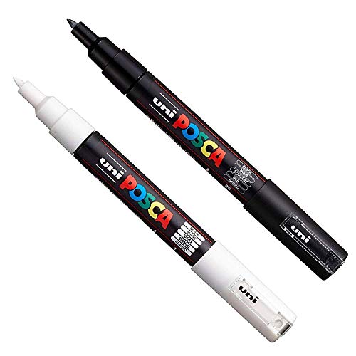 Posca PC-1M Paint Marker Pens (Black + White)