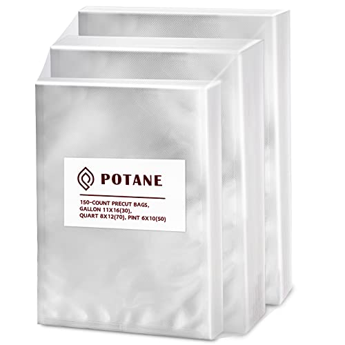 Potane Vacuum Sealer Bags: 150 Pre-Cut, Commercial Grade