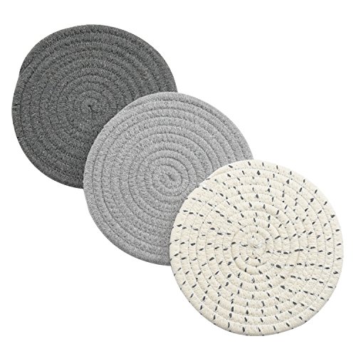 Jennice House Cotton Thread Weave Hot Pot Holders Set - Gray