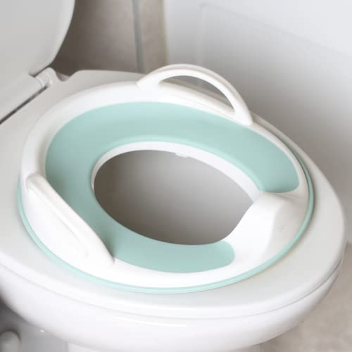 Potty Training Seat for Boys and Girls With Handles, Fits Round & Oval Toilets, Non-Slip with Splash Guard, Includes Free Storage Hook - Jool Baby (Aqua)