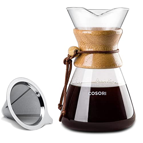 Pour Over Coffee Maker with Double Layer Stainless Steel Filter