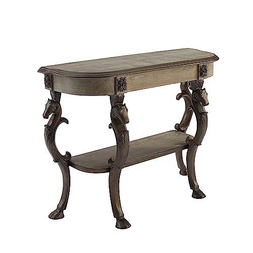 Powell Pewter Flicka Horse Hoof Cast Legs and Distressed Wood Console Table