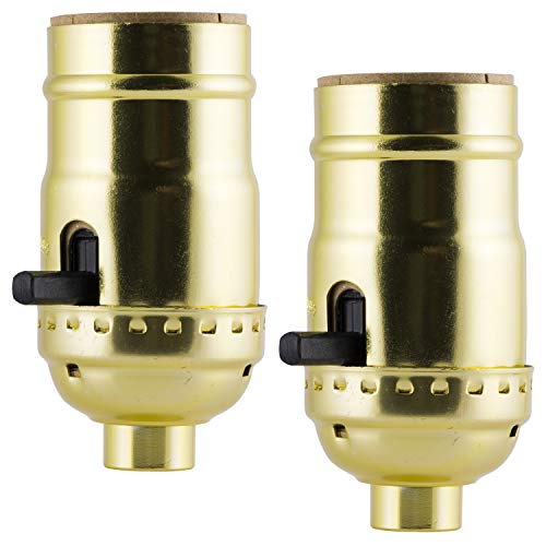 Power Gear Lamp Socket, 2 Pack, Brushed Gold