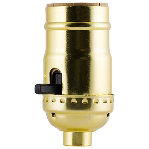 Brushed Gold Power Gear Lamp Socket with Push ON/OFF - Medium Base