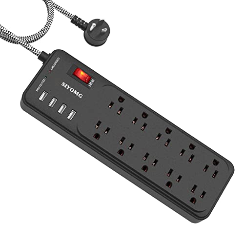 10-Outlet Power Strip with USB Ports and 4200 Joules Surge Protection