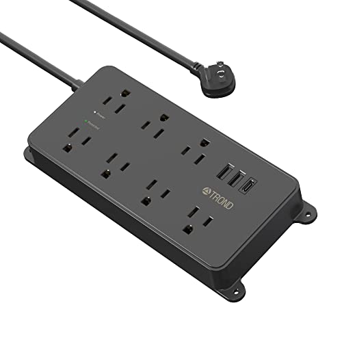 Power Strip Surge Protector, TROND 7 Widely-Spaced Outlets with 3 USB Ports (1 USB C), ETL Listed, Flat Plug 5ft Extension Cord, Wall Mountable, 1700J, 14AWG Heavy Duty, for Home Office Garage, Black