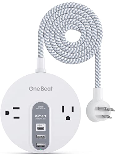 One Beat USB-C Power Strip with 2 AC Outlets and 3 USB