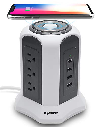 Power Strip Tower Wireless Charger with USB Ports - Efficient and Space-Saving