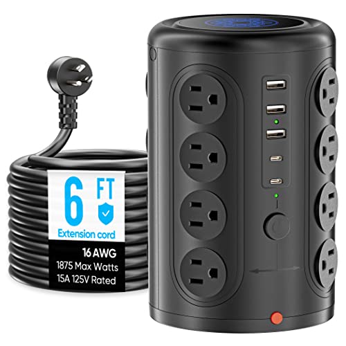 Acozvin Power Strip Tower with 16 Outlets and 5 USB Ports