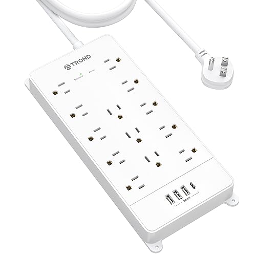 Power Strip with 13 Widely Spaced Outlets and 4 USB Ports