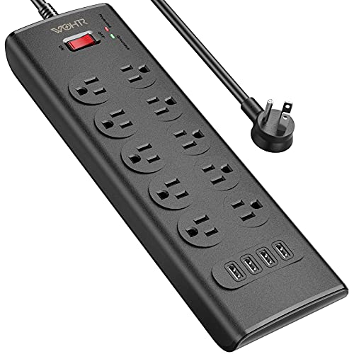 Wohtr 10 AC Outlet Power Strip with USB Charging Ports