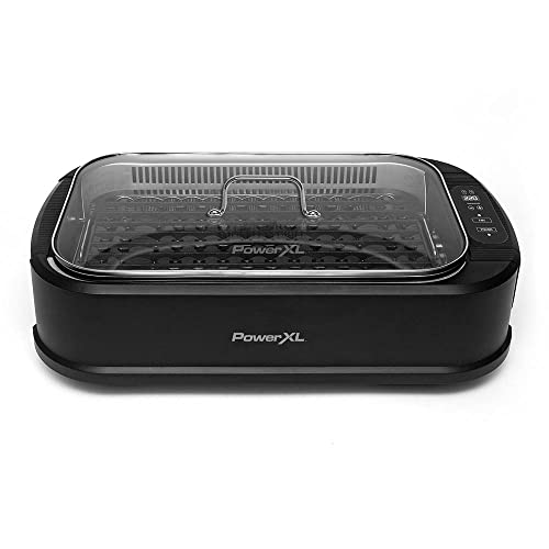 Techwood Smokeless Grill 1500W Indoor Grill with Tempered Glass Lid, Compact Portable Non-Stick BBQ Grill, Turbo Smoke Extractor Technology, Drip TR