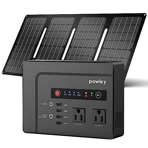 Powkey 146Wh Portable Solar Generator with 40W Panel