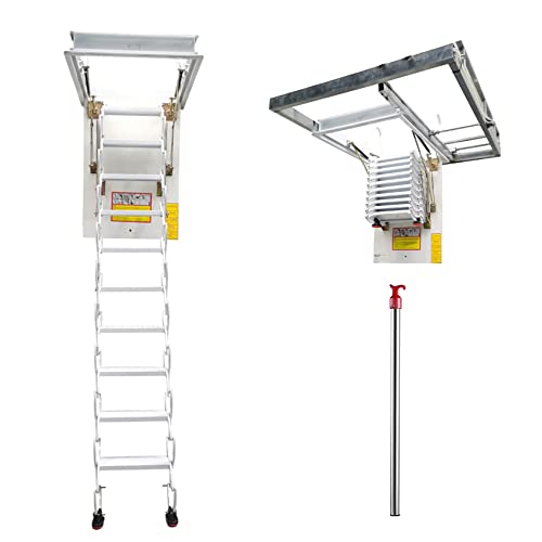 PreAsion Attic Stairs Pull Down Attic Ceiling Ladder, Telescopic Attic Ladder Folding Stairs