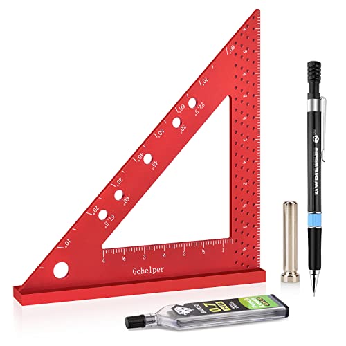 Precision Woodworking Mini Carpenter Square with 0.7mm Mechanical Pencil