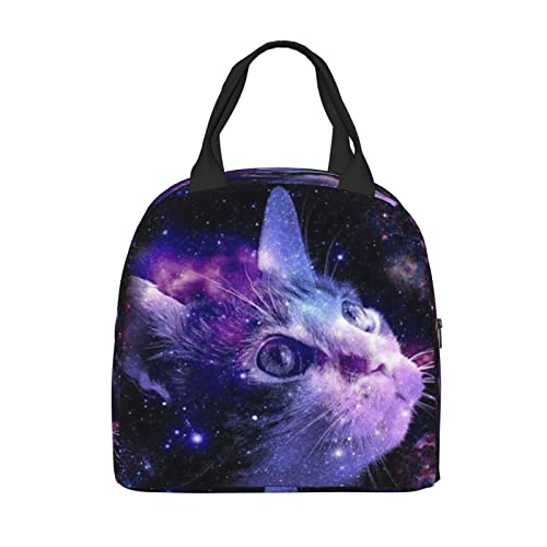 PrelerDIY 3d Galaxy Cat Insulated Lunch Bag