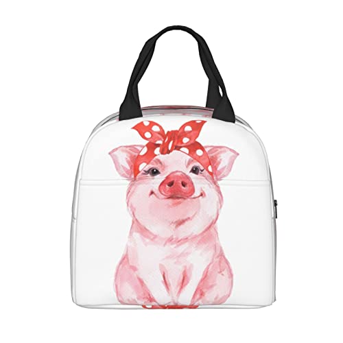 PrelerDIY Cute Pink Pig Lunch Bag for School, Work, Travel