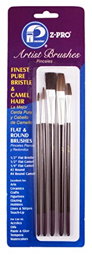 Premier Artist Brushes Bristle & Camel Hair, 5 Piece Set, AR10105