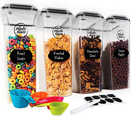 FOOYOO Cereal Container Set - 4 Piece Airtight Large Dry Food Storage Containers(135.2oz), BPA Free Dispenser Plastic Cereal Storage