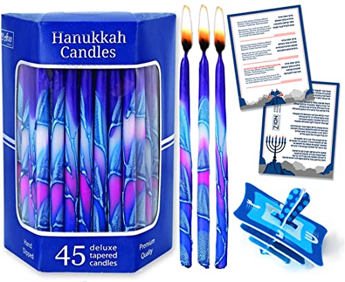 Premium Dripless Hanukkah Candles - Elegant Set of 45