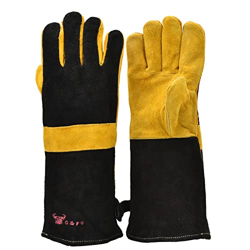 Premium Leather Gloves for BBQ, Grill, and Fireplace