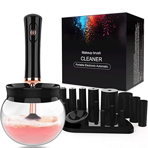 DEAL CICK Makeup Brush Cleaner Machine, Fast Electric Makeup Brush Cleaner  Dryer with 8 Rubber Collars, Deep Cosmetic Brush Spinner for All Size  Brushes, Wash and Dry in Seconds Black